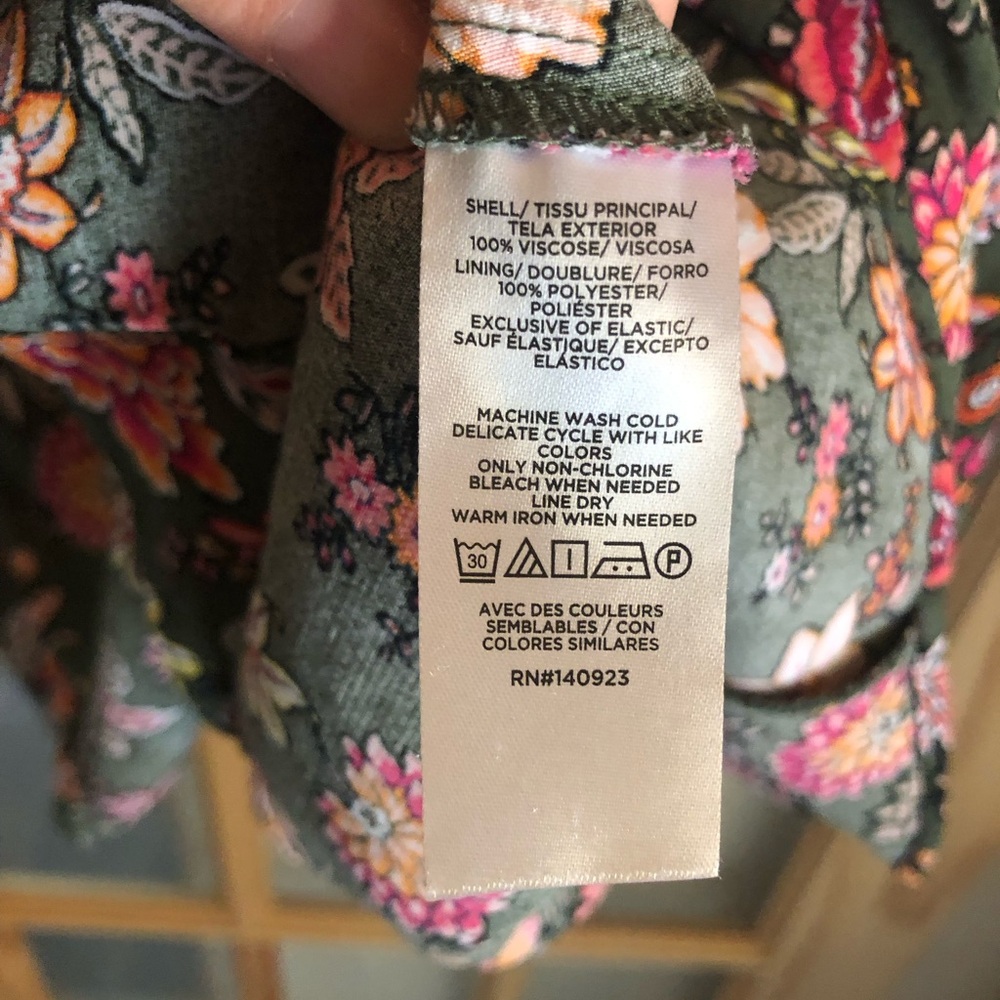 Loft Floral V-Neck Midi Dress in Deep Green - Picture 3 of 8